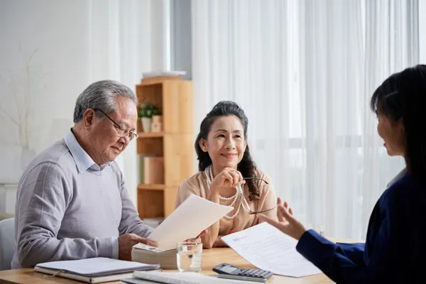 Couple reviewing a contract